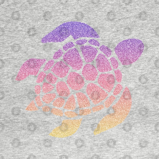 Pastel Sunset Ombre Faux Glitter Turtle by Felicity-K